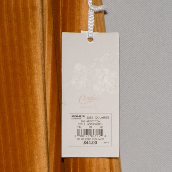 Candies Gold Zip Up Wide Leg Velour Pants - Picture 3 of 5